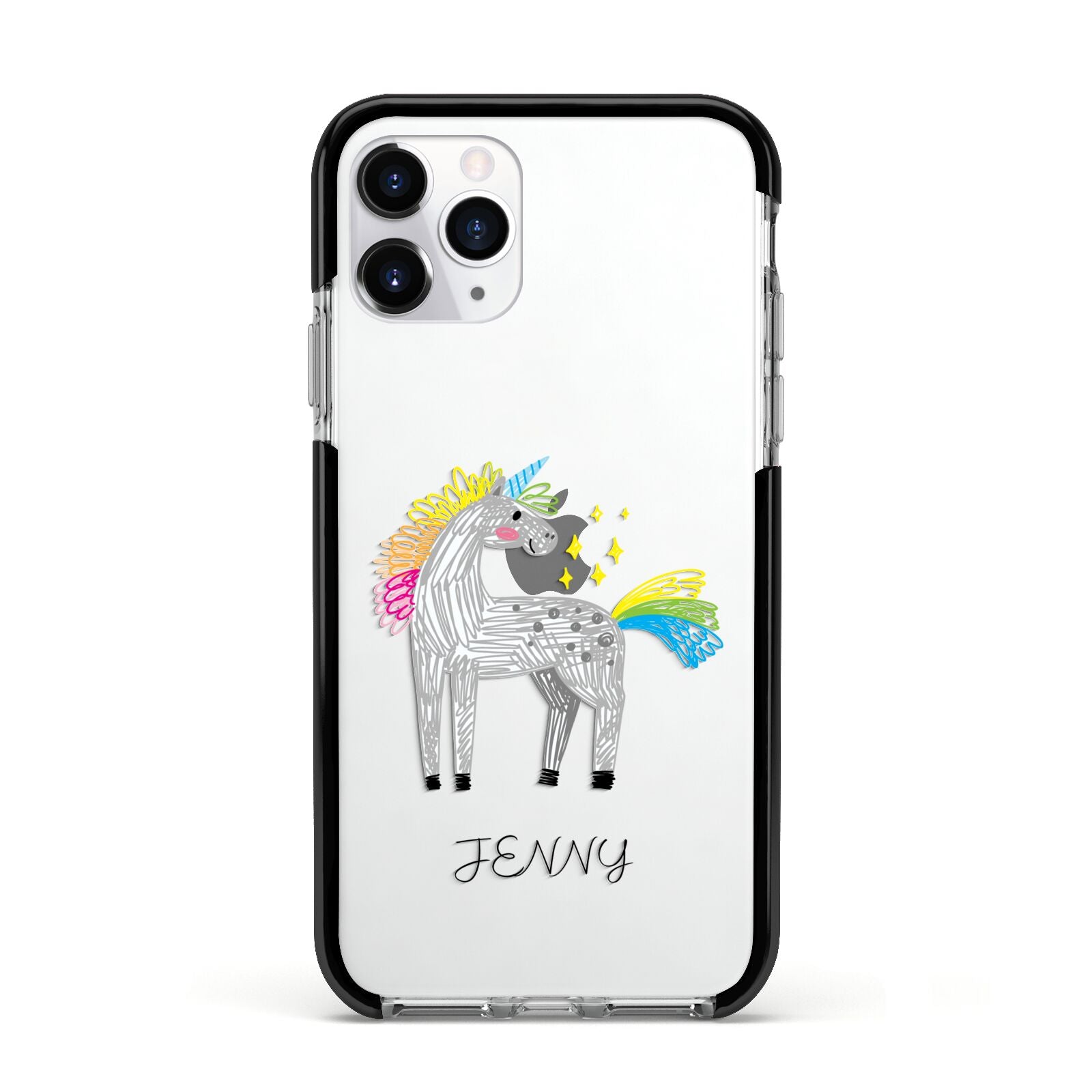 Custom Unicorn Apple iPhone 11 Pro in Silver with Black Impact Case