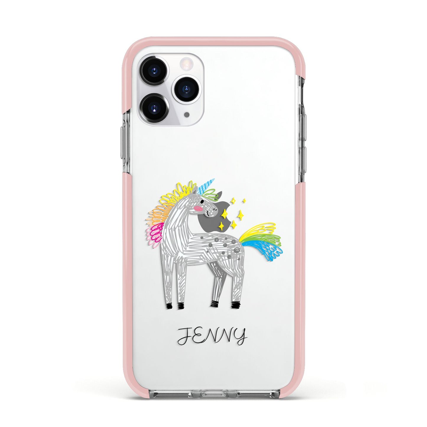 Custom Unicorn Apple iPhone 11 Pro in Silver with Pink Impact Case