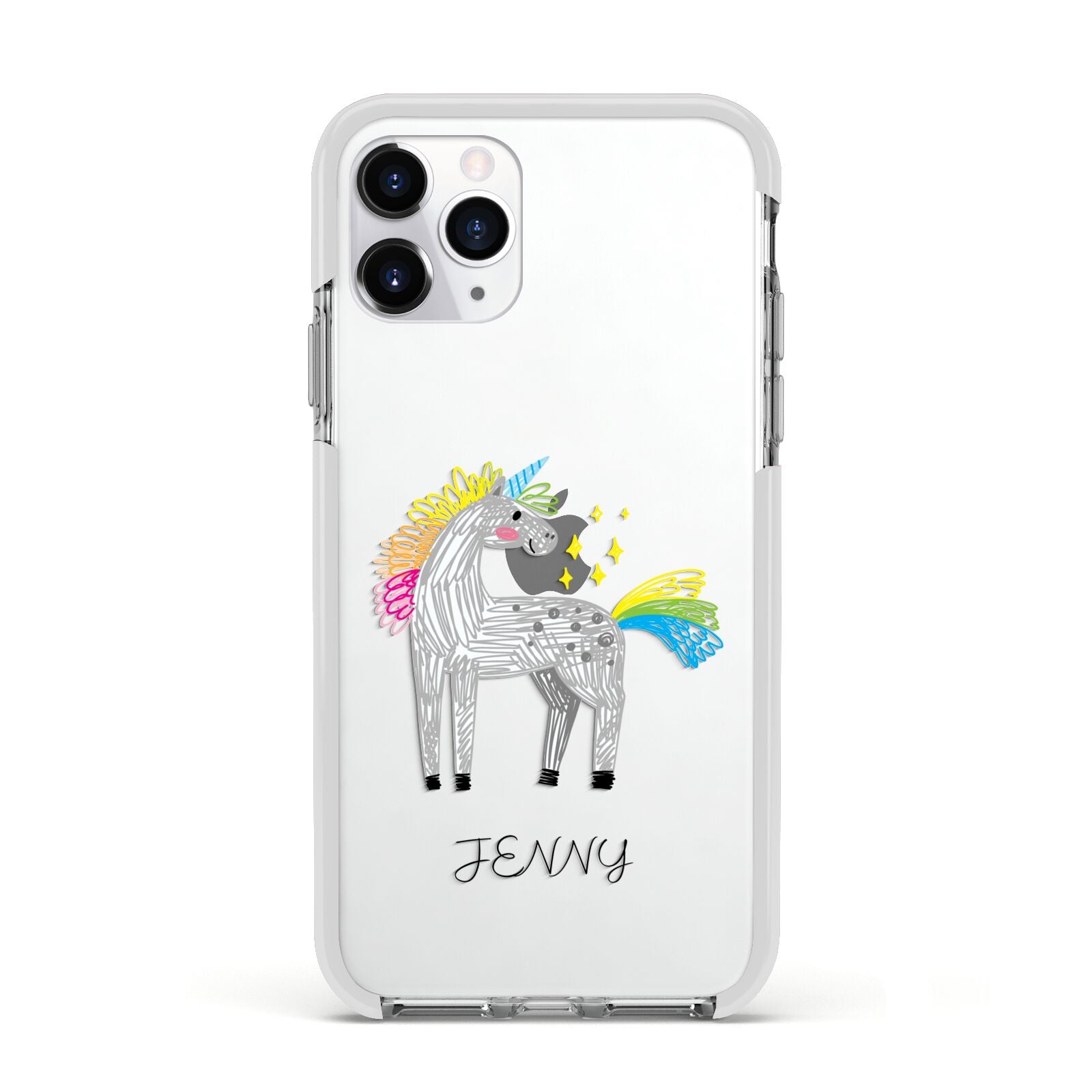 Custom Unicorn Apple iPhone 11 Pro in Silver with White Impact Case