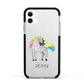 Custom Unicorn Apple iPhone 11 in White with Black Impact Case
