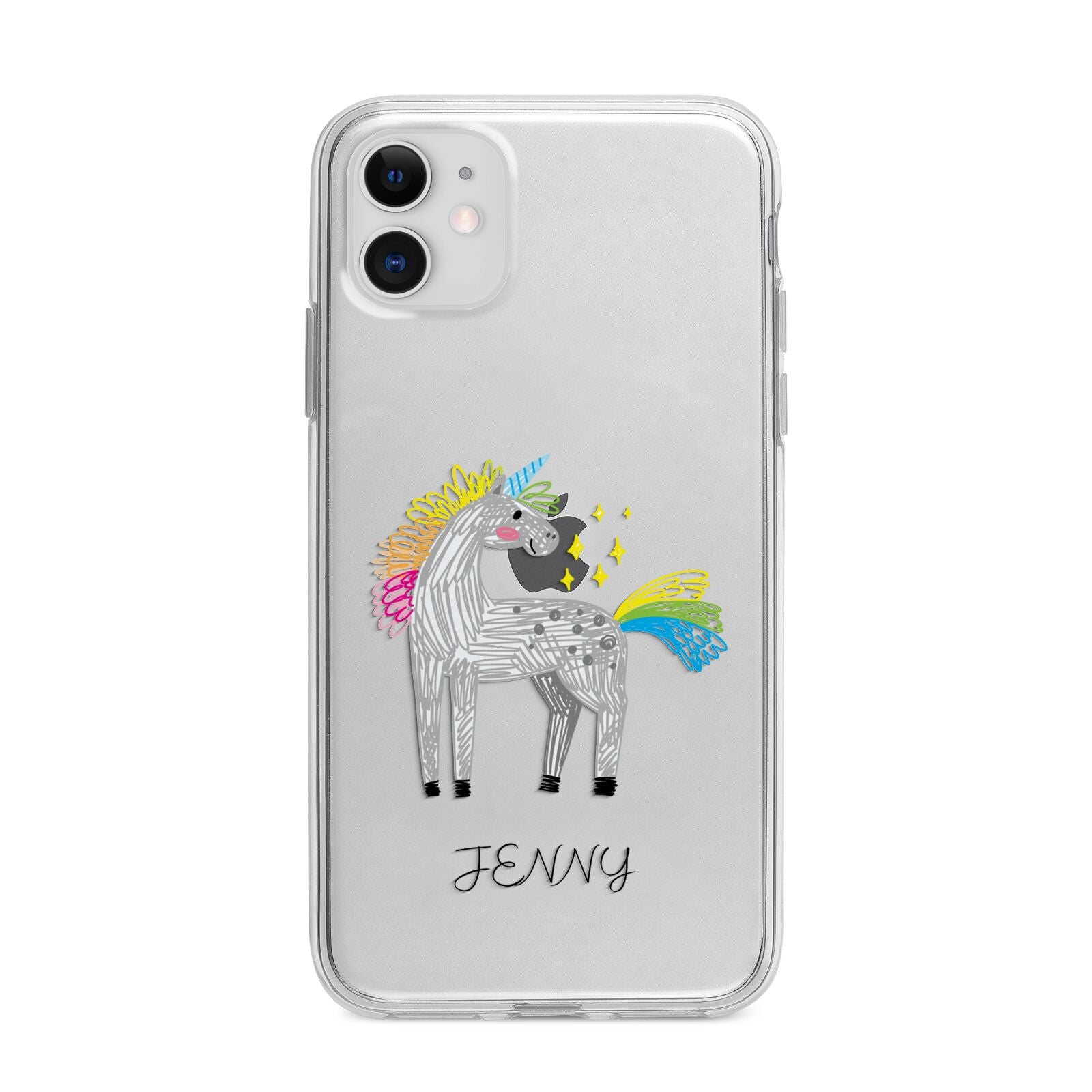 Custom Unicorn Apple iPhone 11 in White with Bumper Case