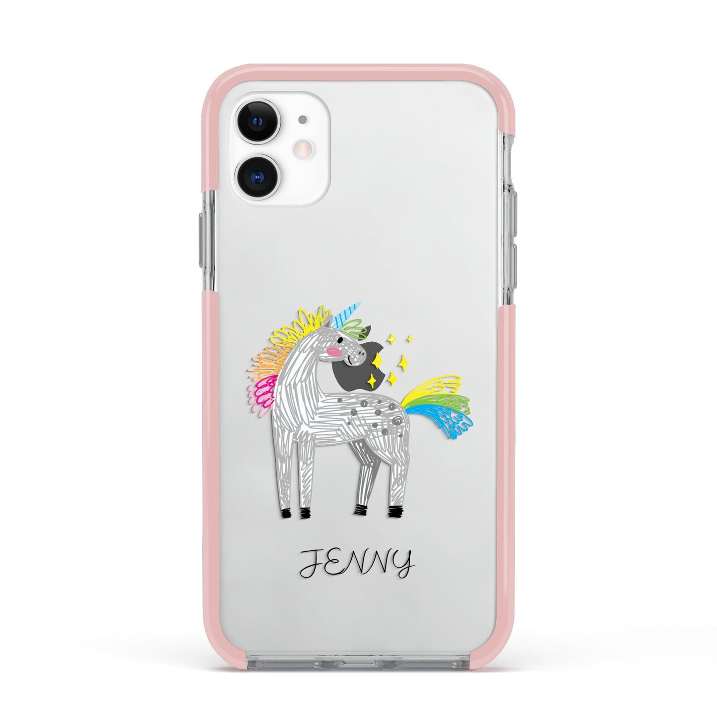 Custom Unicorn Apple iPhone 11 in White with Pink Impact Case