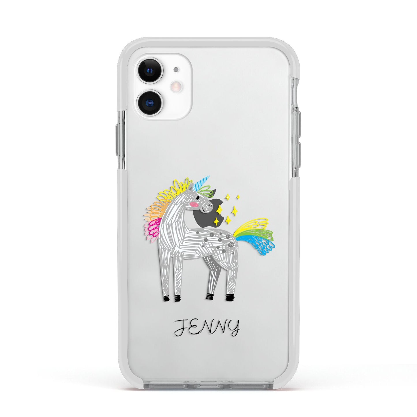 Custom Unicorn Apple iPhone 11 in White with White Impact Case