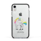 Custom Unicorn Apple iPhone XR Impact Case Black Edge on Silver Phone