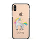 Custom Unicorn Apple iPhone Xs Impact Case Black Edge on Gold Phone