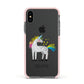 Custom Unicorn Apple iPhone Xs Impact Case Pink Edge on Black Phone