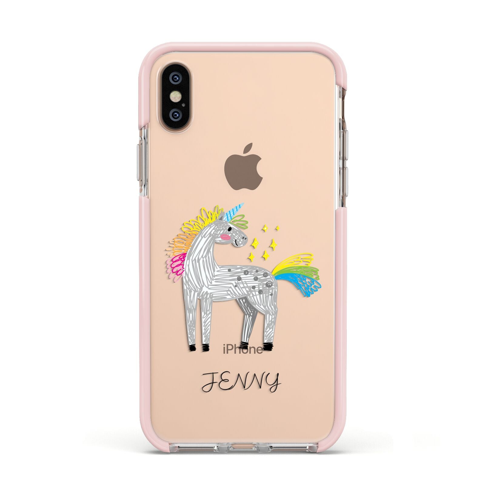 Custom Unicorn Apple iPhone Xs Impact Case Pink Edge on Gold Phone
