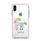 Custom Unicorn Apple iPhone Xs Impact Case Pink Edge on Silver Phone
