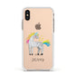 Custom Unicorn Apple iPhone Xs Impact Case White Edge on Gold Phone