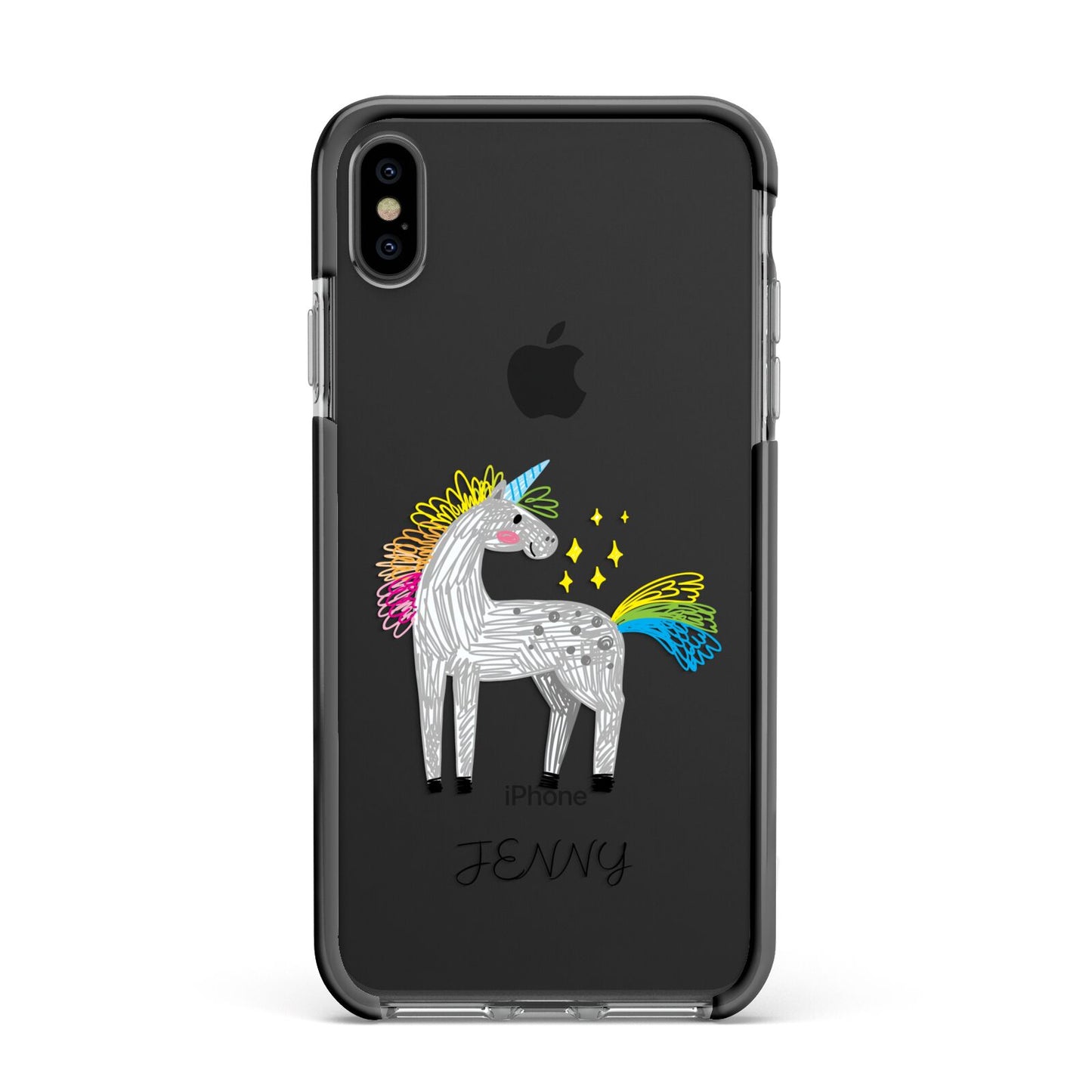 Custom Unicorn Apple iPhone Xs Max Impact Case Black Edge on Black Phone