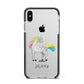 Custom Unicorn Apple iPhone Xs Max Impact Case Black Edge on Silver Phone