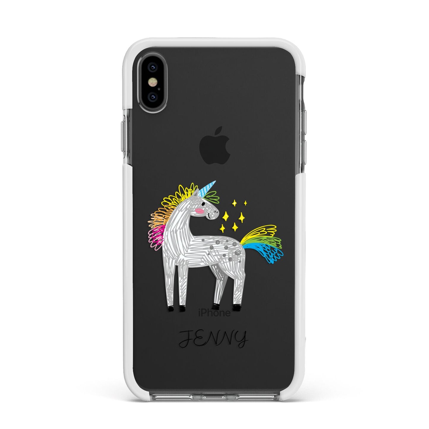 Custom Unicorn Apple iPhone Xs Max Impact Case White Edge on Black Phone