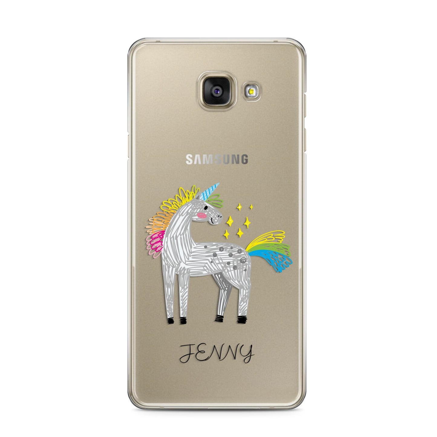 Custom Unicorn Samsung Galaxy A3 2016 Case on gold phone