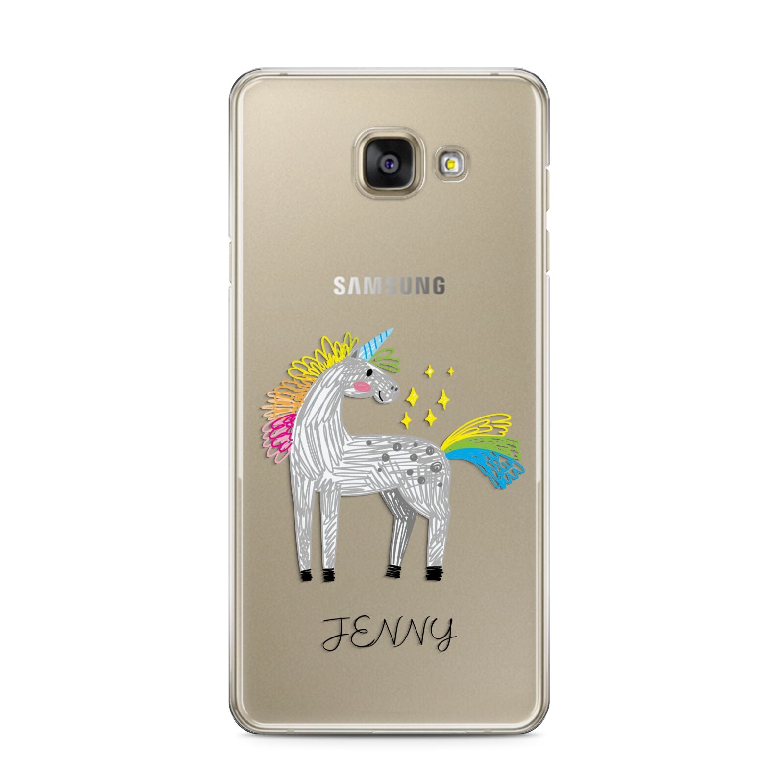 Custom Unicorn Samsung Galaxy A3 2016 Case on gold phone