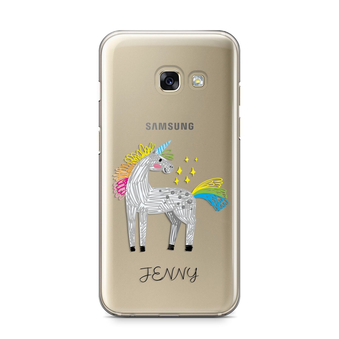 Custom Unicorn Samsung Galaxy A3 2017 Case on gold phone