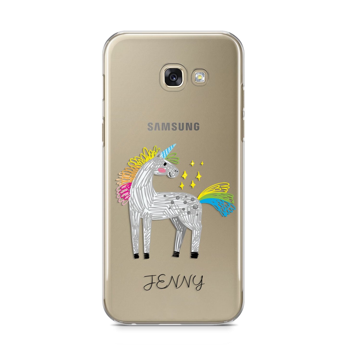 Custom Unicorn Samsung Galaxy A5 2017 Case on gold phone