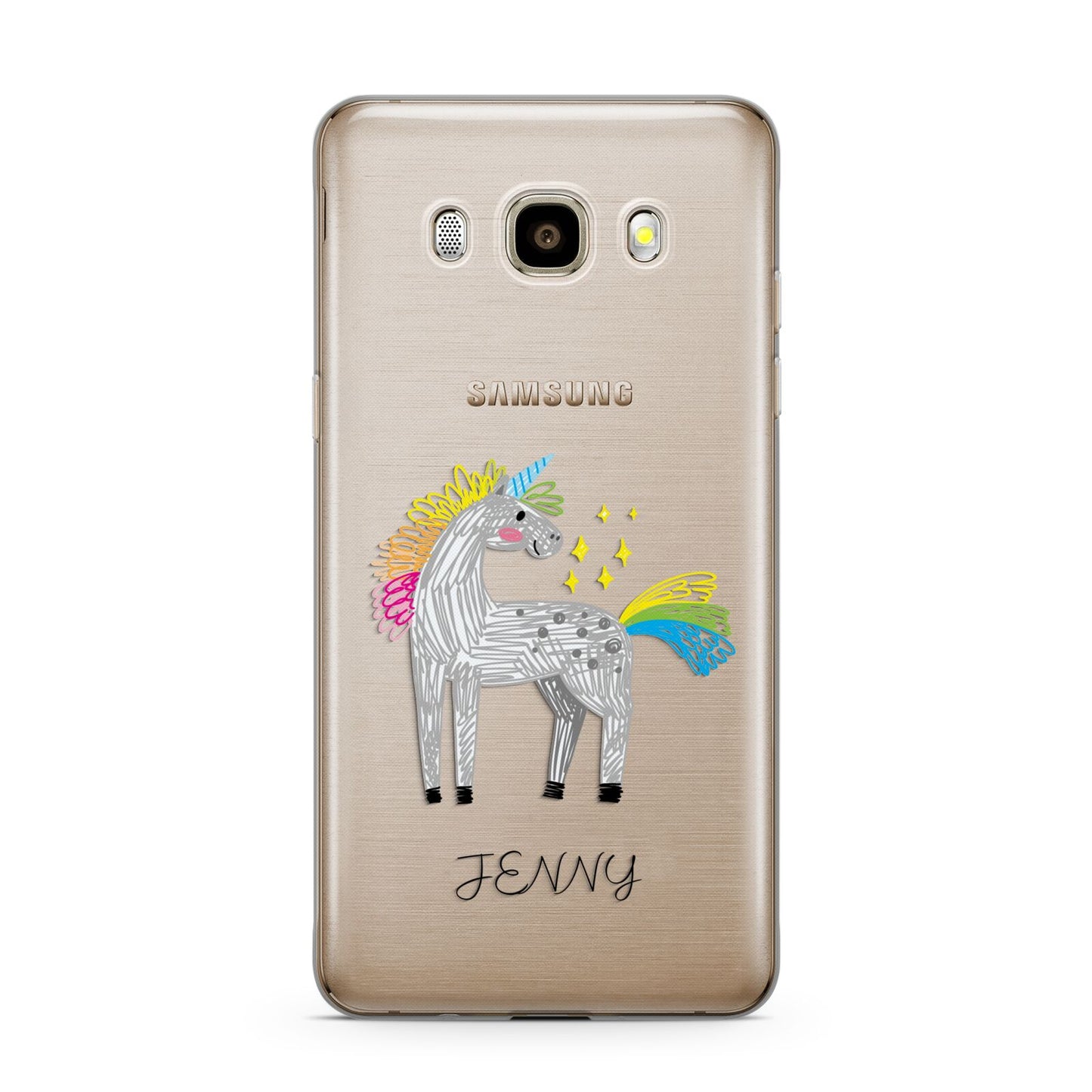 Custom Unicorn Samsung Galaxy J7 2016 Case on gold phone