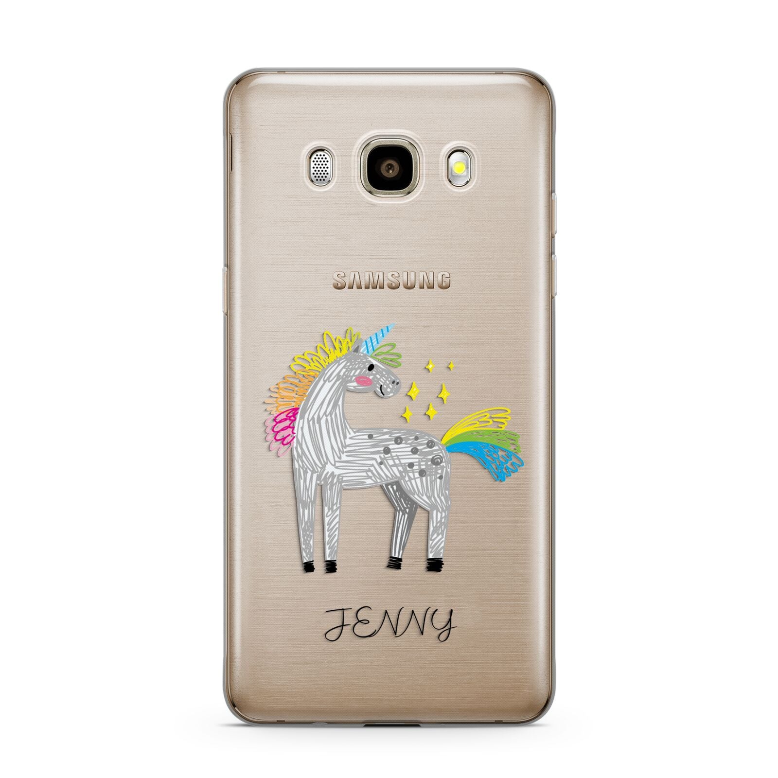 Custom Unicorn Samsung Galaxy J7 2016 Case on gold phone