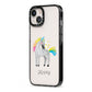 Custom Unicorn iPhone 13 Black Impact Case Side Angle on Silver phone