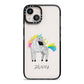 Custom Unicorn iPhone 13 Black Impact Case on Silver phone
