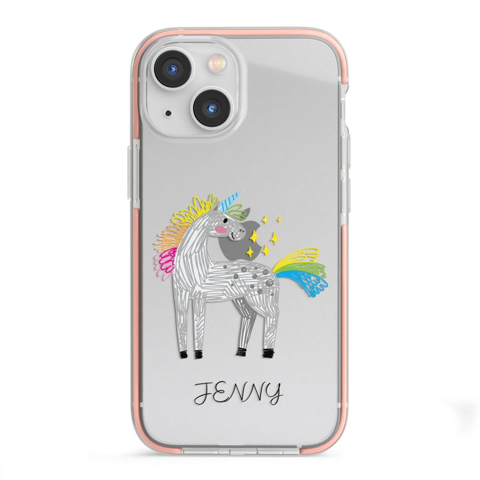 Custom Unicorn iPhone 13 Mini TPU Impact Case with Pink Edges