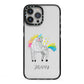 Custom Unicorn iPhone 13 Pro Max Black Impact Case on Silver phone