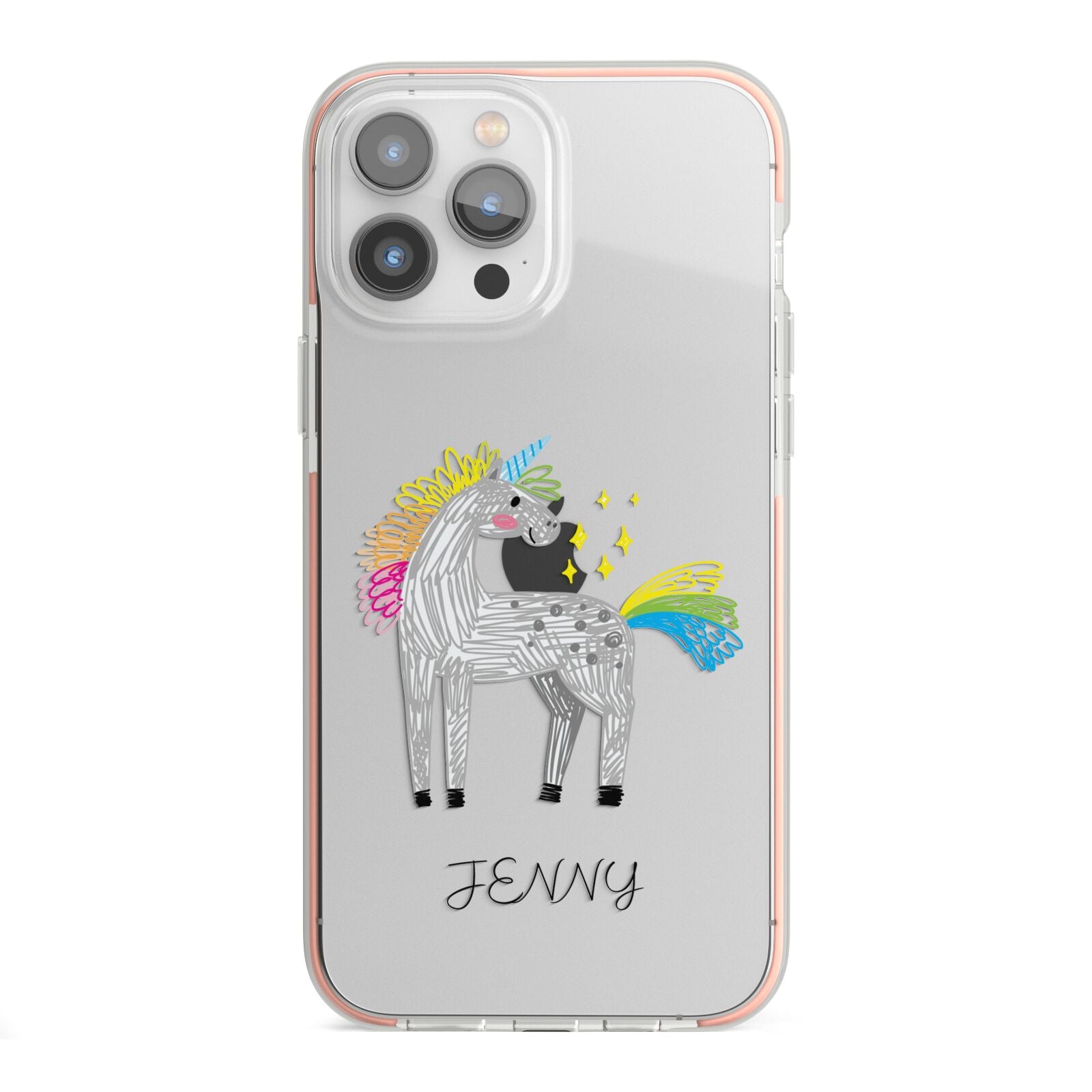 Custom Unicorn iPhone 13 Pro Max TPU Impact Case with Pink Edges