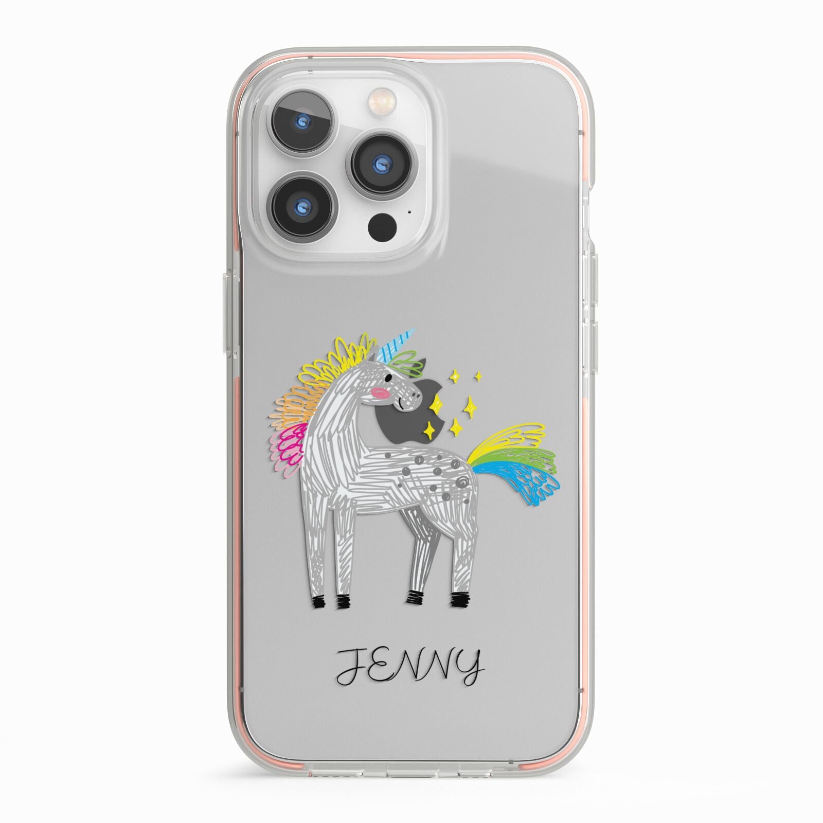 Custom Unicorn iPhone 13 Pro TPU Impact Case with Pink Edges