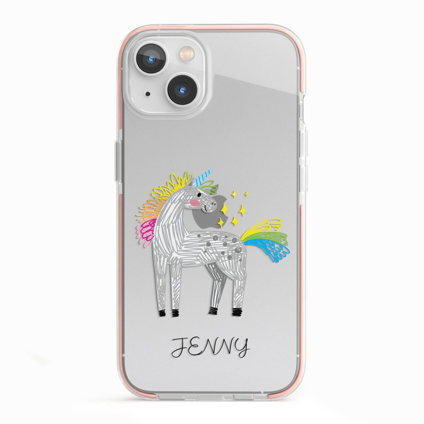 Custom Unicorn iPhone 13 TPU Impact Case with Pink Edges