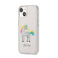 Custom Unicorn iPhone 14 Clear Tough Case Starlight Angled Image