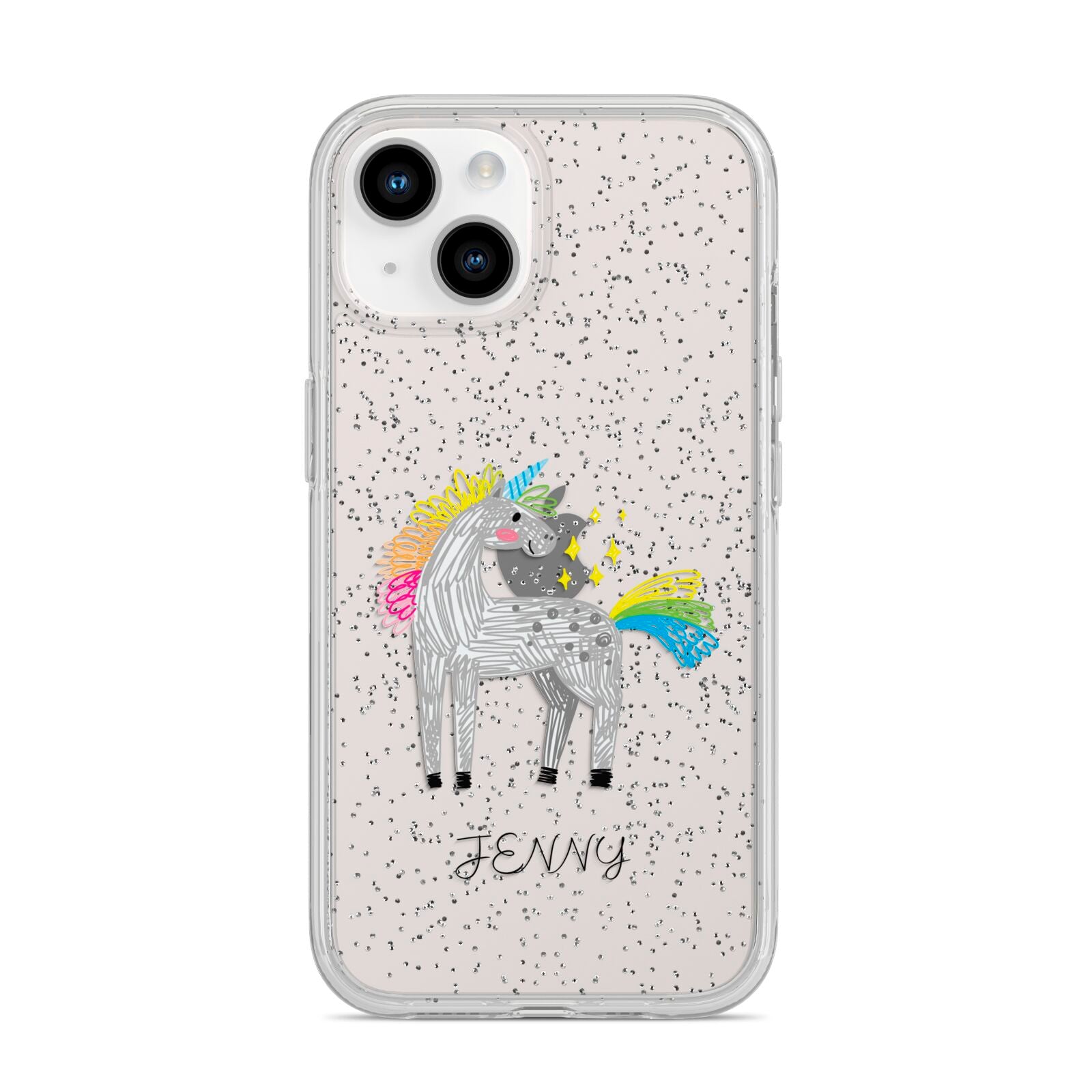Custom Unicorn iPhone 14 Glitter Tough Case Starlight