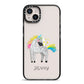 Custom Unicorn iPhone 14 Plus Black Impact Case on Silver phone