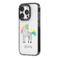 Custom Unicorn iPhone 14 Pro Black Impact Case Side Angle on Silver phone