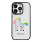 Custom Unicorn iPhone 14 Pro Black Impact Case on Silver phone