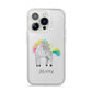 Custom Unicorn iPhone 14 Pro Clear Tough Case Silver