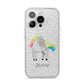 Custom Unicorn iPhone 14 Pro Glitter Tough Case Silver