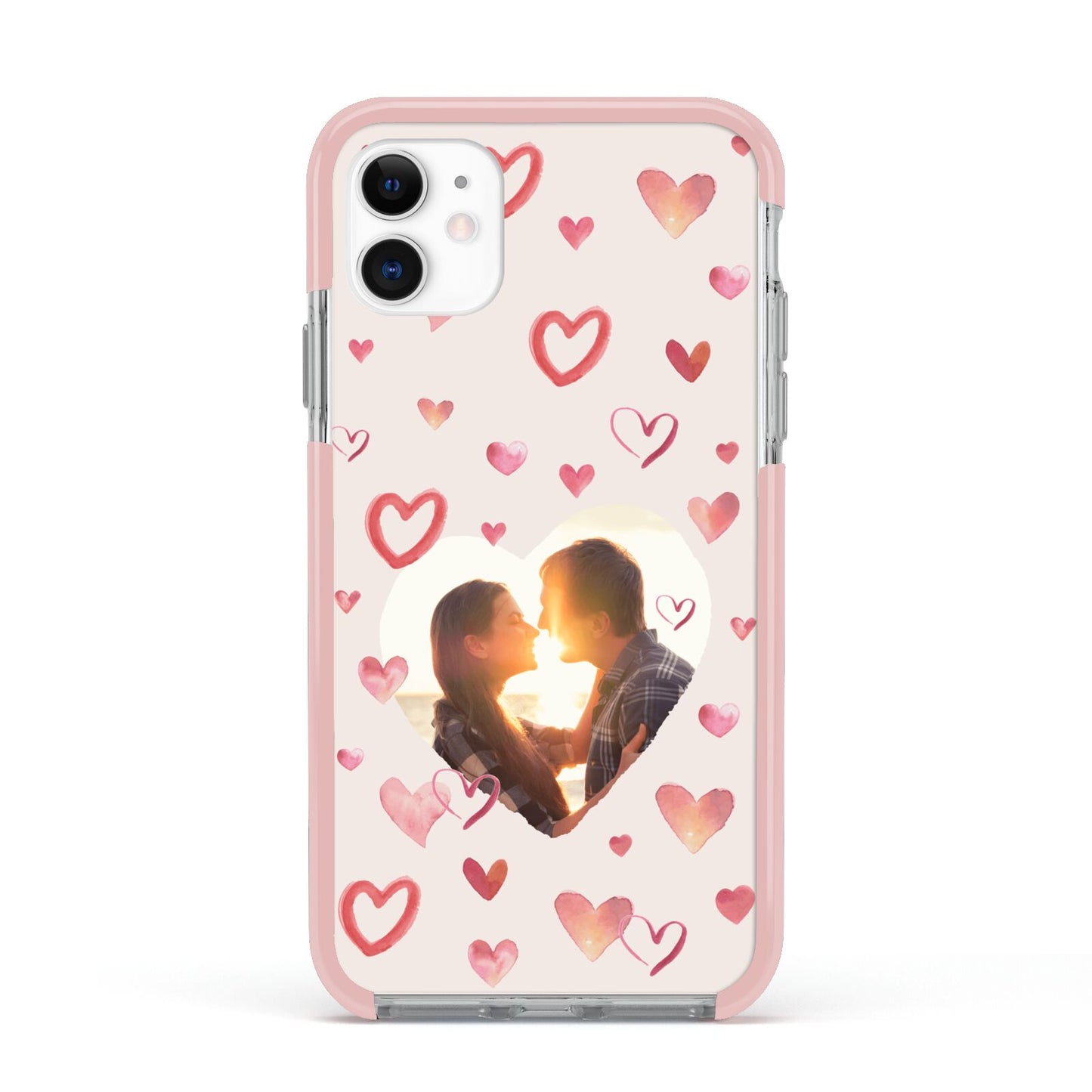 Custom Valentines Day Photo Apple iPhone 11 in White with Pink Impact Case