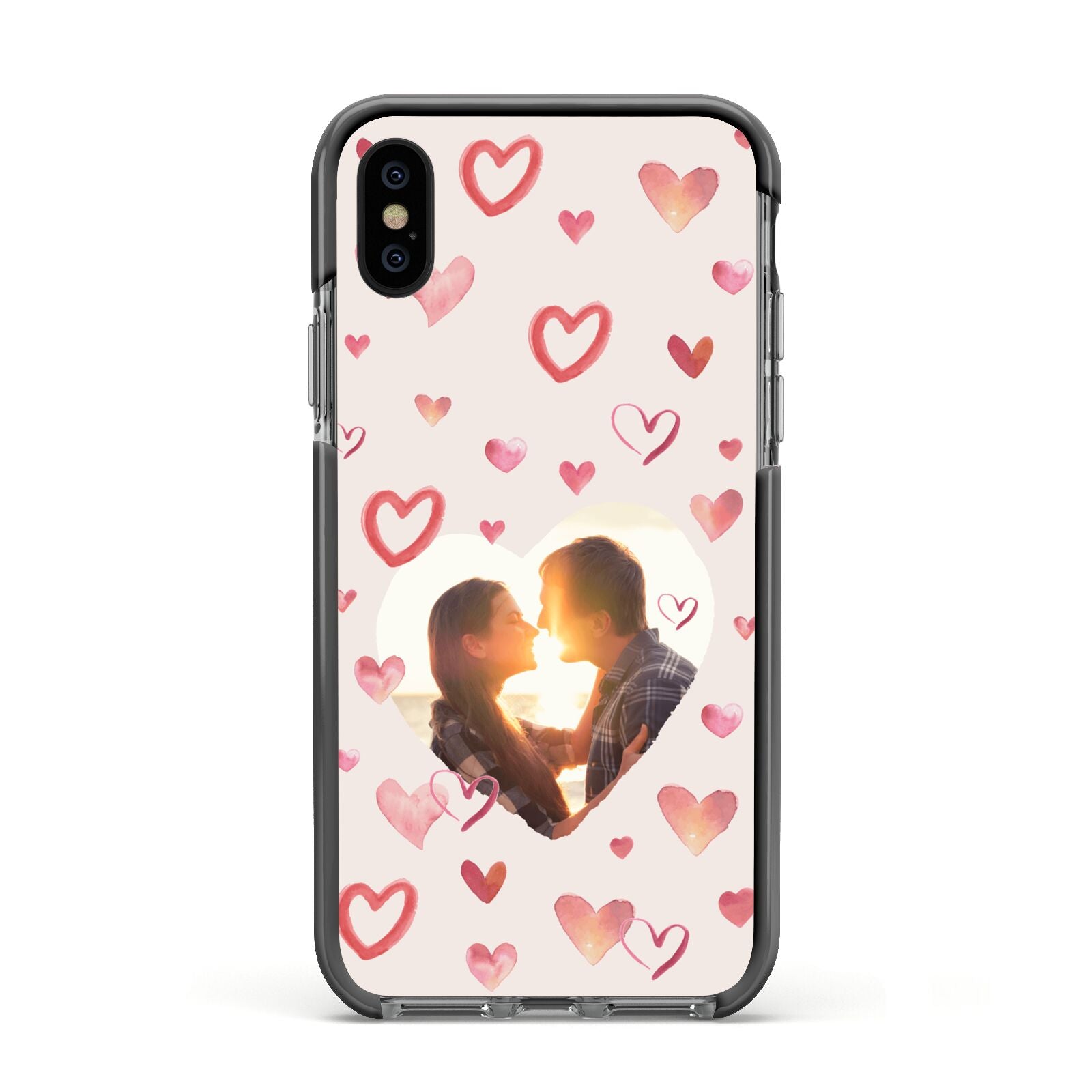 Custom Valentines Day Photo Apple iPhone Xs Impact Case Black Edge on Black Phone