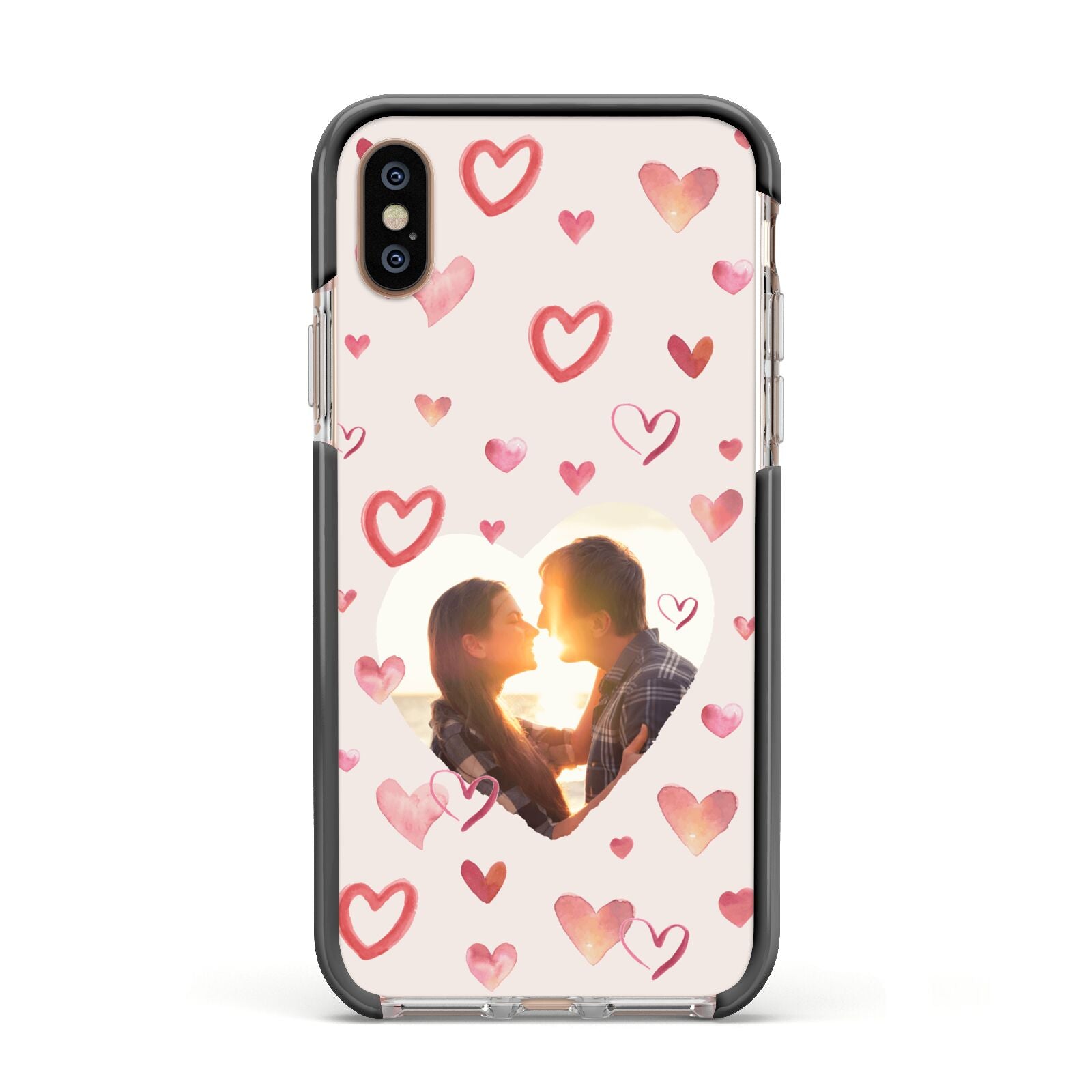 Custom Valentines Day Photo Apple iPhone Xs Impact Case Black Edge on Gold Phone
