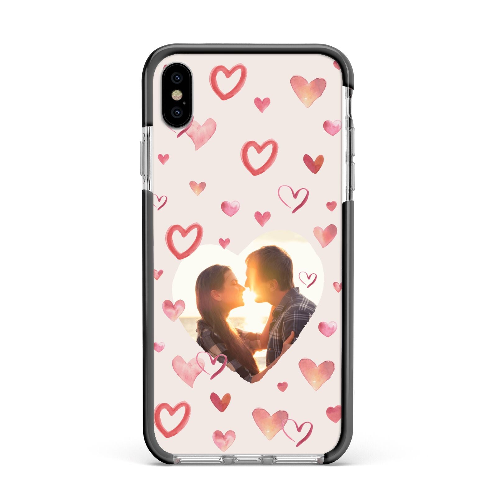 Custom Valentines Day Photo Apple iPhone Xs Max Impact Case Black Edge on Silver Phone