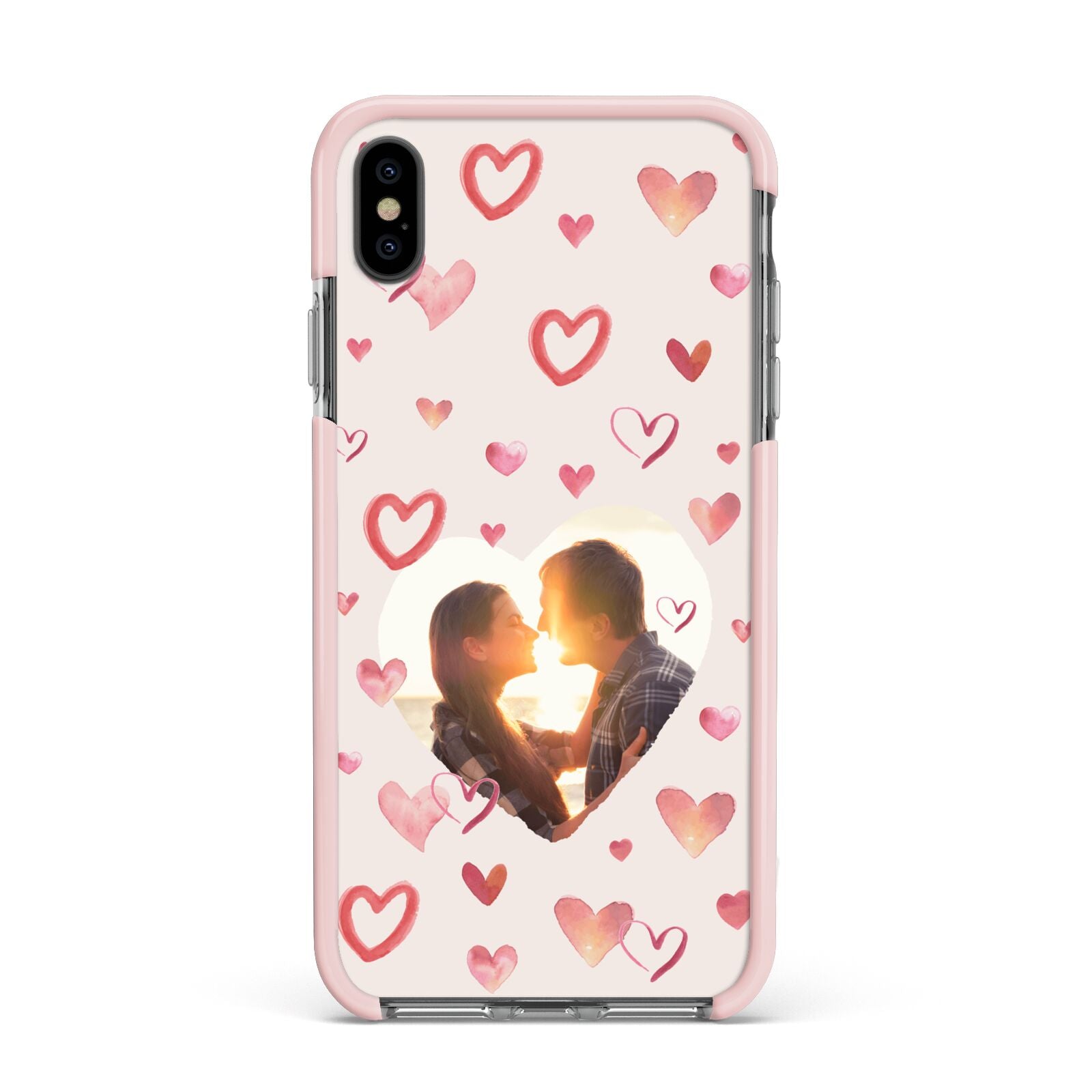 Custom Valentines Day Photo Apple iPhone Xs Max Impact Case Pink Edge on Black Phone