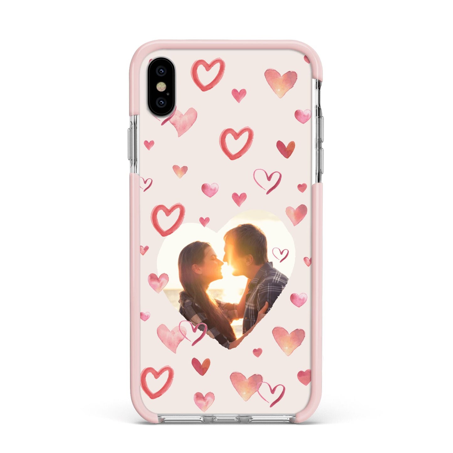 Custom Valentines Day Photo Apple iPhone Xs Max Impact Case Pink Edge on Silver Phone