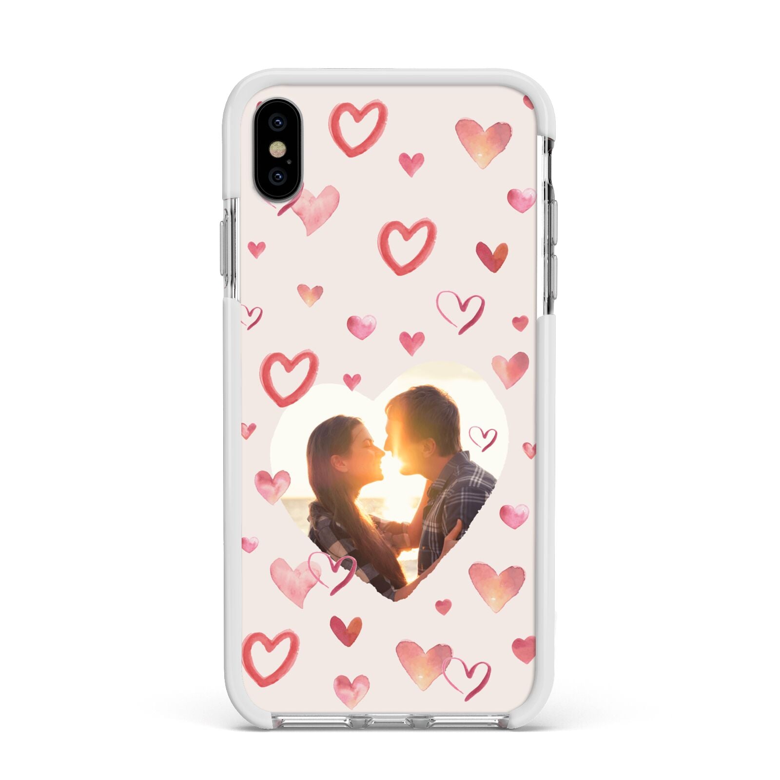 Custom Valentines Day Photo Apple iPhone Xs Max Impact Case White Edge on Silver Phone