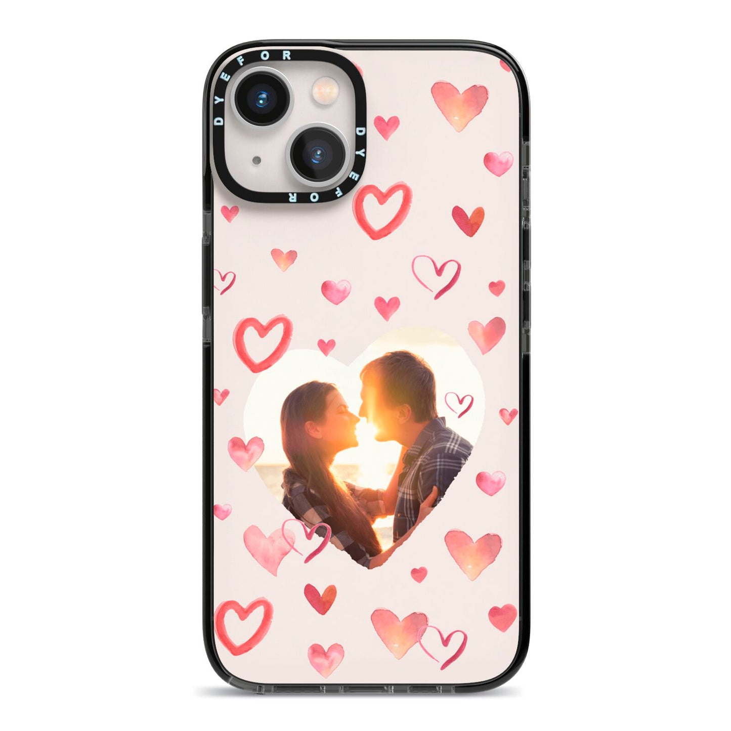 Custom Valentines Day Photo iPhone 13 Black Impact Case on Silver phone