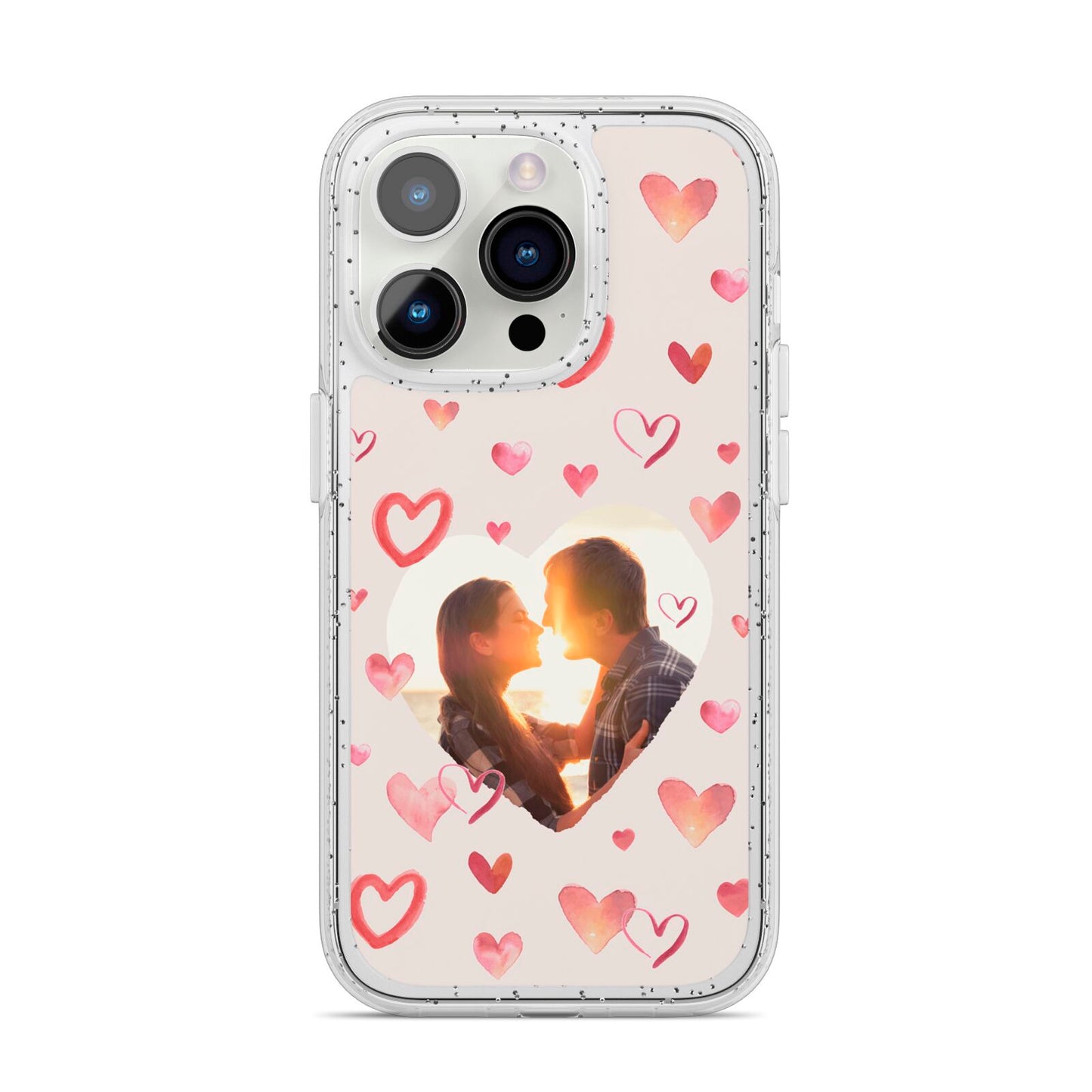 Custom Valentines Day Photo iPhone 14 Pro Glitter Tough Case Silver