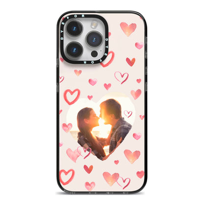 Custom Valentines Day Photo iPhone 14 Pro Max Black Impact Case on Silver phone