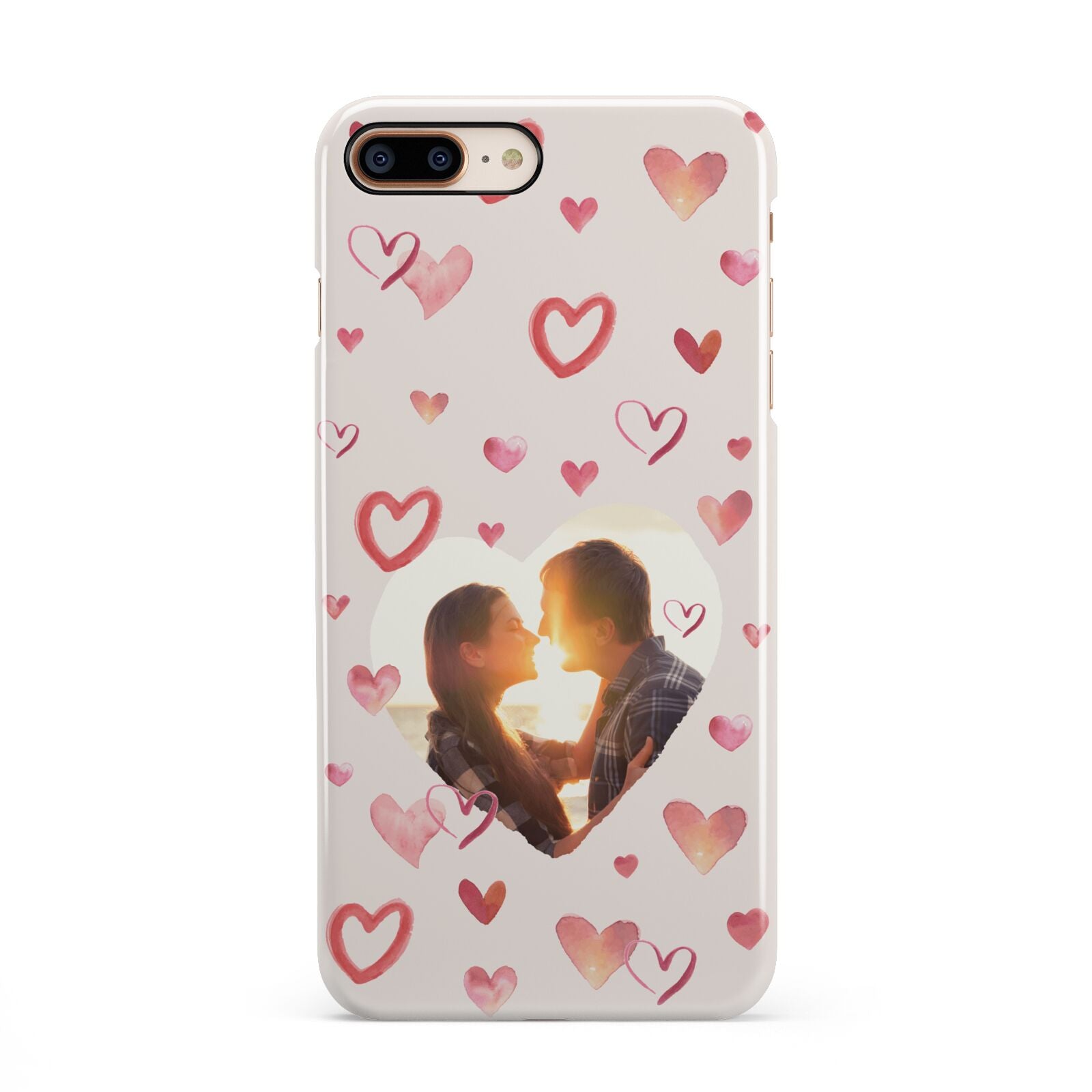 Custom Valentines Day Photo iPhone 8 Plus 3D Snap Case on Gold Phone