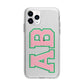 Custom Varsity Text Apple iPhone 11 Pro in Silver with Bumper Case