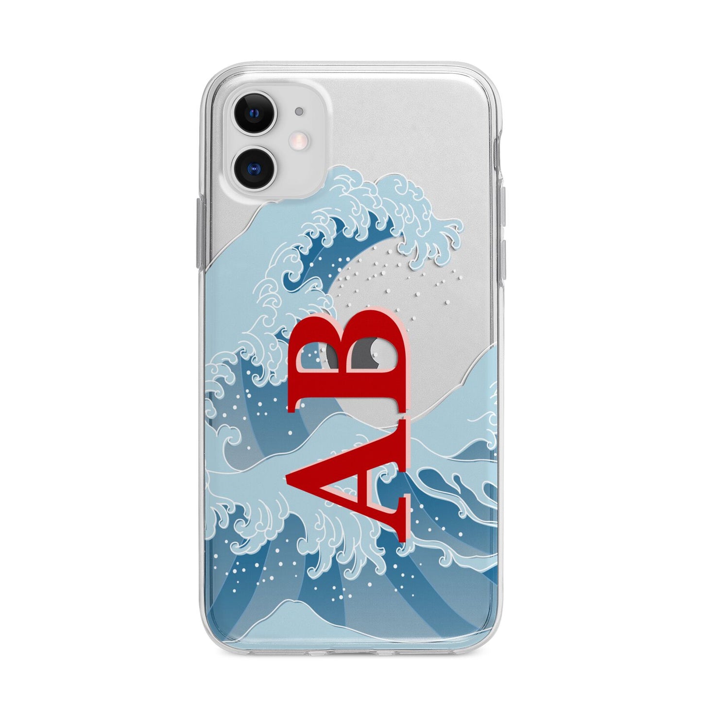 Custom Wave Initials Apple iPhone 11 in White with Bumper Case