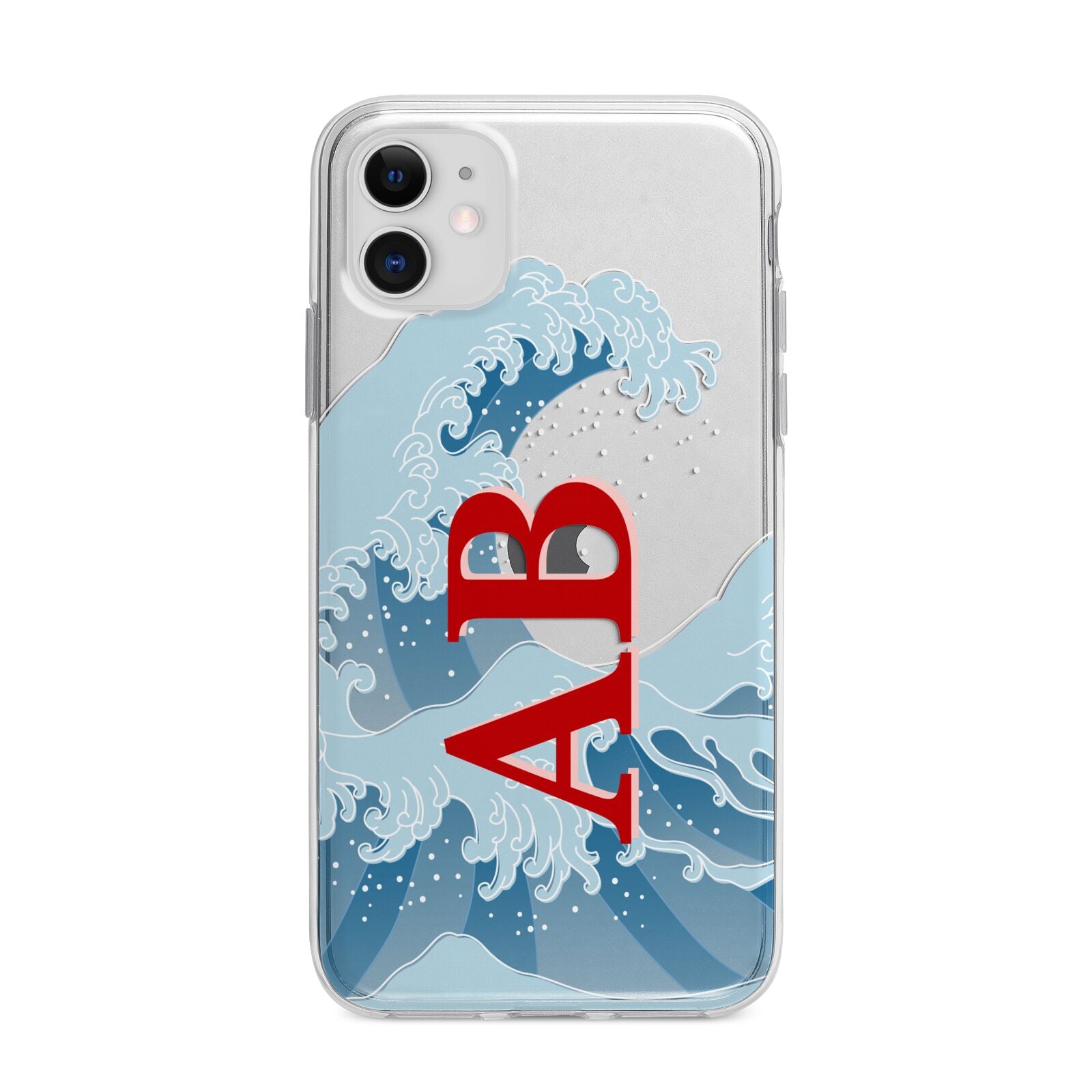Custom Wave Initials Apple iPhone 11 in White with Bumper Case
